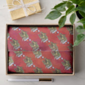 Kerst van Triceratops op rood Tissuepapier (Geschenk)