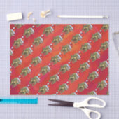 Kerst van Triceratops op rood Tissuepapier (Craft)