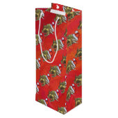 Kerst van Triceratops op rood Wijn Cadeautas (Achterkant Gekanteld)
