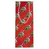 Kerst van Triceratops op rood Wijn Cadeautas (Achterkant)