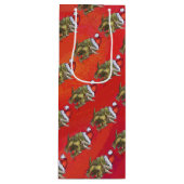 Kerst van Triceratops op rood Wijn Cadeautas (Voorkant)