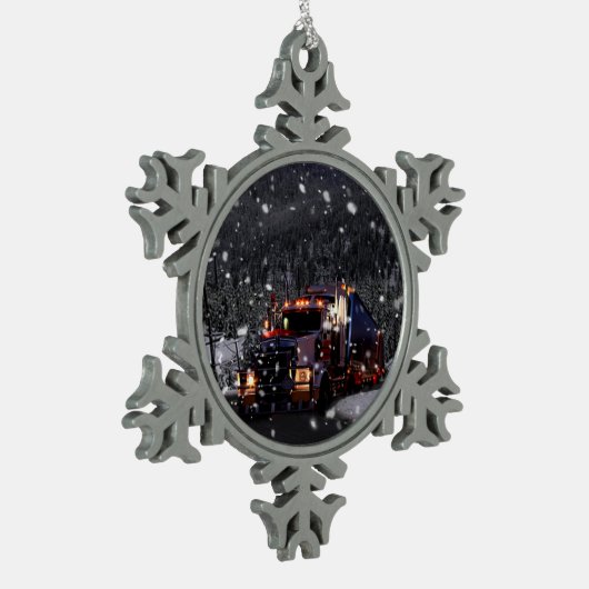 Kerst van trucker tin sneeuwvlok ornament (Links)