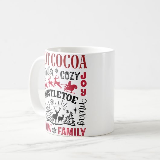 Kerst van warme caca koffiemok (Voorkant links)