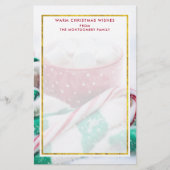 Kerst van warme chocolade en snoepsuikerriet briefpapier (Voorkant)