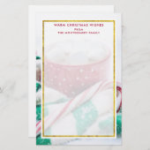 Kerst van warme chocolade en snoepsuikerriet briefpapier (Voorkant / Achterkant)