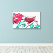 Kerst van warme chocolade en snoepsuikerriet canvas afdruk (Insitu (Houten vloer))