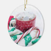 Kerst van warme chocolade en snoepsuikerriet keramisch ornament (Links)