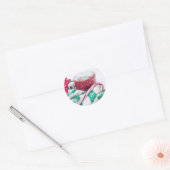 Kerst van warme chocolade en snoepsuikerriet ronde sticker (Envelop)