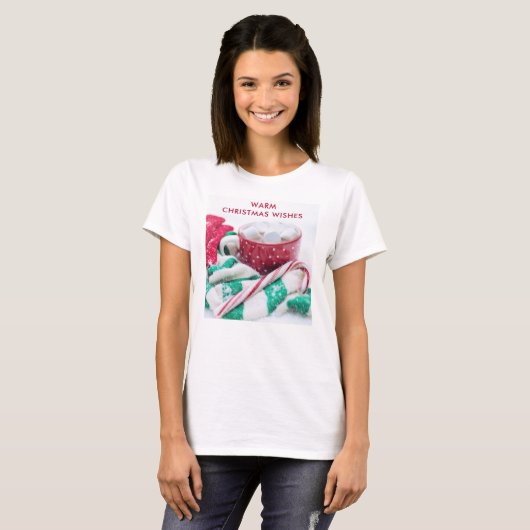 Kerst van warme chocolade en snoepsuikerriet t-shirt (Voorkant volledig)
