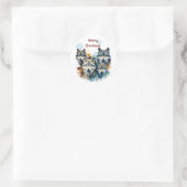 Kerst van Wolf Family Customize Ronde Sticker (Tas)