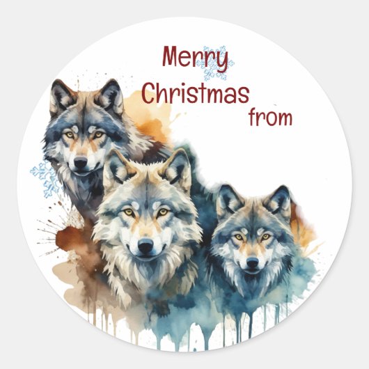 Kerst van Wolf Family Customize Ronde Sticker (Voorkant)