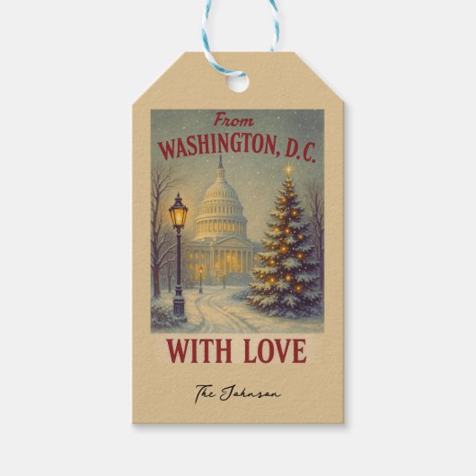 Kerst vanuit Washington DC met liefde Cadeaulabel (Voorkant)