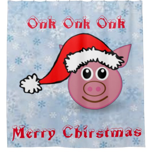 Kerst Varkentje Douchegordijn (Voorkant)