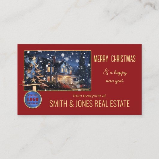 Kerst Vastgoed QR Code Referral Kaart (Voorkant)