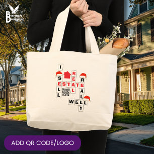 KERST Vastgoed VERKOOPT ECHT GOED QR Makelaar Grote Tote Bag