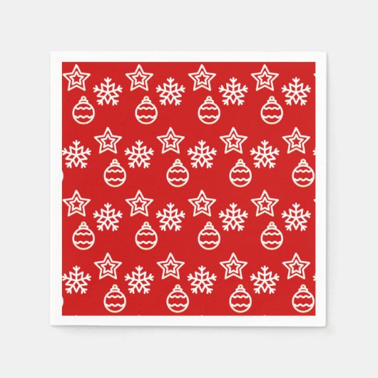 Kerst Vector Patroon op Rood Servet (Voorkant)
