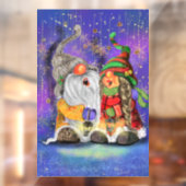 Kerst venster Cling met Gelukkige Gnomen Raamsticker (Vel 2)