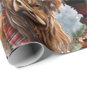 Kerst verbrande sinaasappel Tartan Highlander Koe Cadeaupapier (Rol Hoek)