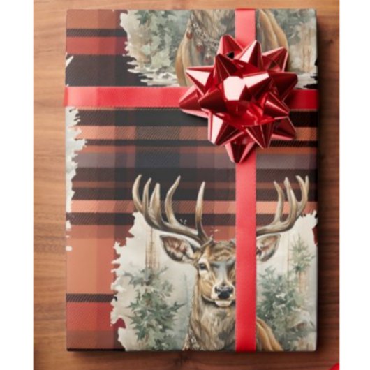 Kerst verbrande sinaasappel Tartan rendieren Cadeaupapier