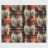 Kerst verbrande sinaasappel Tartan rendieren Cadeaupapier (Vlak)