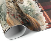 Kerst verbrande sinaasappel Tartan rendieren Cadeaupapier (Rol Hoek)