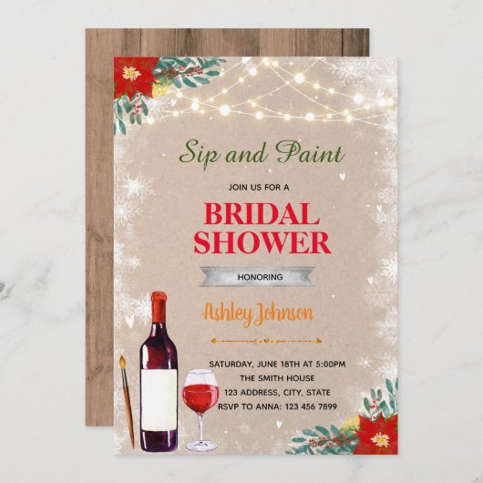 Kerst verf en drink uitnodiging (Voorkant / Achterkant)