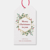 Kerst verguld groen vakantie cadeaulabel (Voorkant)