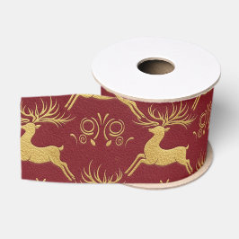 Kerst Verguld Rendier Rood Grosgrain Lint