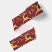 Kerst Verguld Rendier Rood Grosgrain Lint (Achterkant)