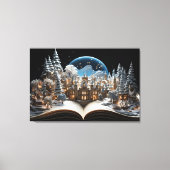 Kerst Verhalenboek Sneeuw-Wereldbol Village Canvas Afdruk (Voorkant)