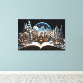 Kerst Verhalenboek Sneeuw-Wereldbol Village Canvas Afdruk (Insitu (Houten vloer))
