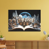 Kerst Verhalenboek Sneeuw-Wereldbol Village Canvas Afdruk (Insitu (Woonkamer))