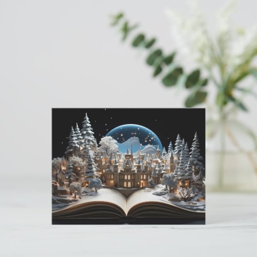 Kerst Verhalenboek Sneeuw-Wereldbol Village Feestdagenkaart (Staand voorkant)