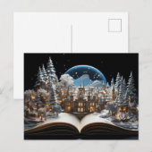 Kerst Verhalenboek Sneeuw-Wereldbol Village Feestdagenkaart (Voorkant / Achterkant)