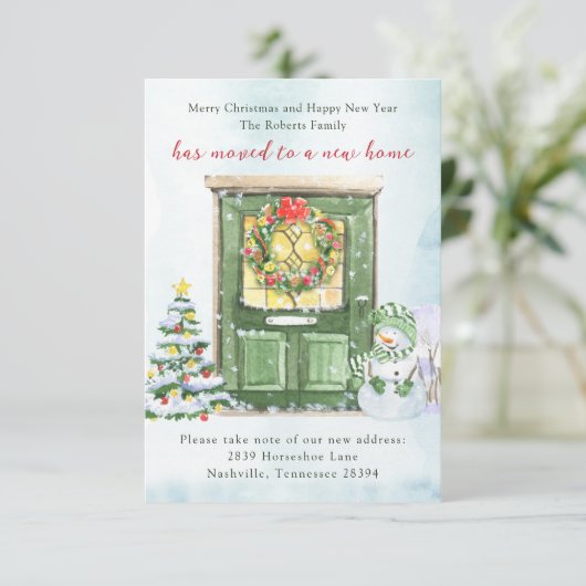 Kerst verhuisbericht kaart (Staand voorkant)