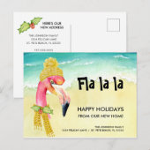 Kerst Verhuisfeest Flamingo Nieuw Thuis Aankondigingskaart (Voorkant / Achterkant)