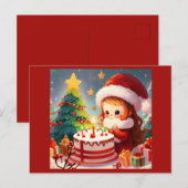 Kerst Verjaardag 1 Briefkaart (Voorkant / Achterkant)