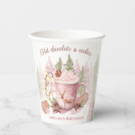 Kerst Verjaardag Hot Chocolate Mok Papier Cups Papieren Bekers (Voorkant)