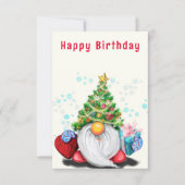 Kerst Verjaardag Kaart Schattige Gnome met Gift (Voorkant)