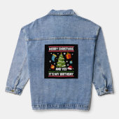 Kerst Verjaardag Shirt, Vrolijk kerstfeest en ja Denim Jacket (Achterkant)