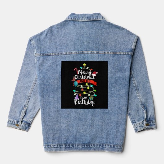 Kerst Verjaardag Shirt, Vrolijk kerstfeest en ja Denim Jacket (Achterkant)