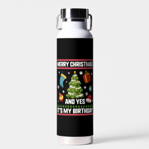 Kerst Verjaardag Shirt, Vrolijk kerstfeest en ja Waterfles