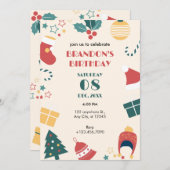 Kerst verjaardagscadeaus kaart (Voorkant / Achterkant)