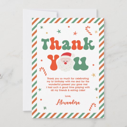 Kerst verjaardagsfeestje bedankkaart (Voorkant)