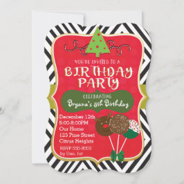 Kerst VERJAARDAGSFEESTJE Cake pops Uitnodigingen