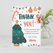 Kerst verjaardagsfeestje dank je kaart (Staand voorkant)