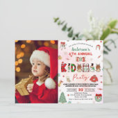 Kerst verjaardagsfeestje voor kinderen kaart (Staand voorkant)