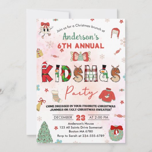 Kerst verjaardagsfeestje voor kinderen kaart (Voorkant)