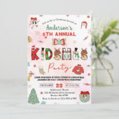 Kerst verjaardagsfeestje voor kinderen kaart (Staand voorkant)