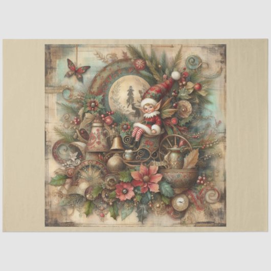 Kerst verleden ontwerp serie 17 tissuepapier (Voorkant)